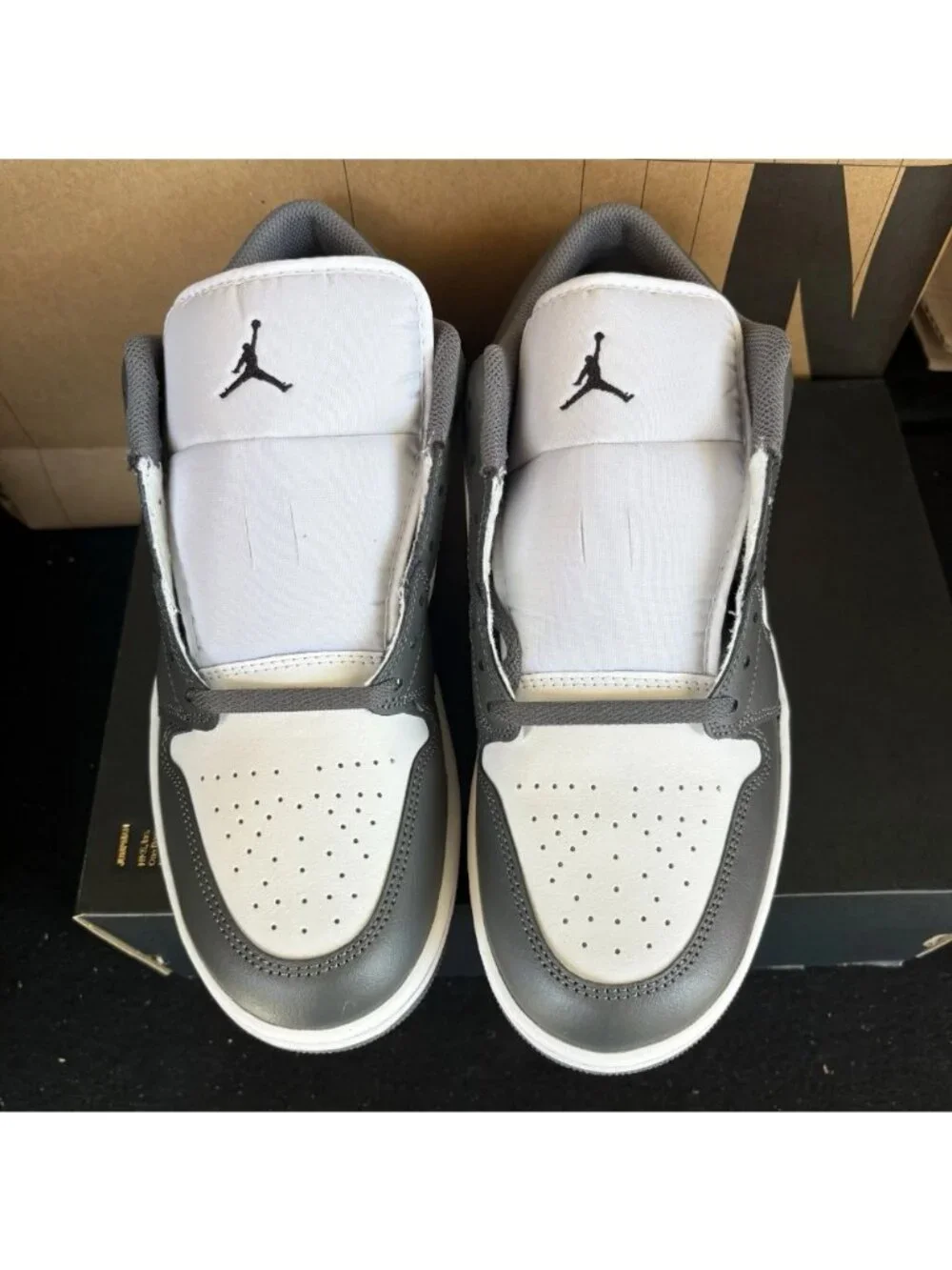 NEW Nike Air Jordan 1 Low Men's Size 8.5 White/Black Iron Grey 553558 152